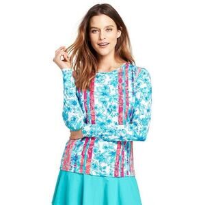 Land's End Rash‎ Guard Top Multicolor Small Summer Vacation Beach Pool Vacation